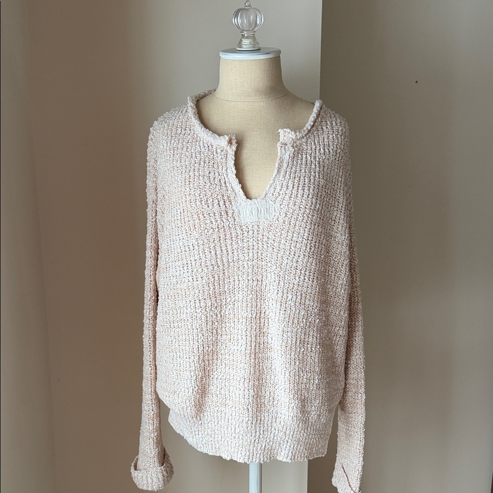 Pink Lily Cream V-Neck Sweater